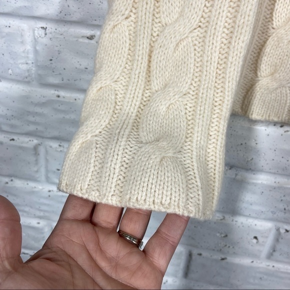 Eddie BAUER Ivory Cable Knit Sweater with button up turtleneck - Picture 5 of 6
